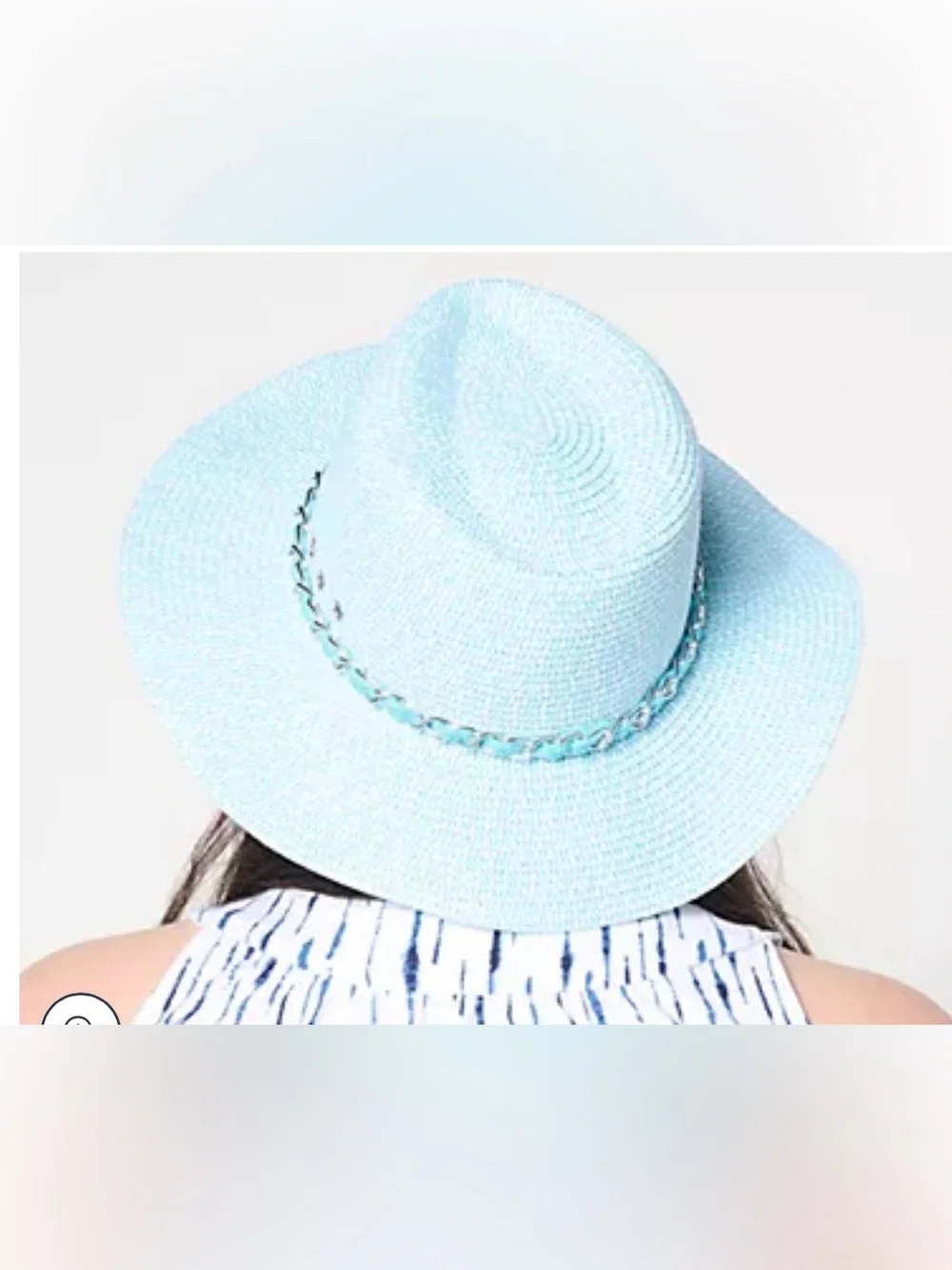 Physician Endorsed Beth UPF 50+ Convertible Cowboy Sun Hat Aqua Silver Chain One